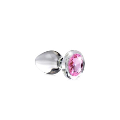 Pink Gem Glass Anal Plug - Small