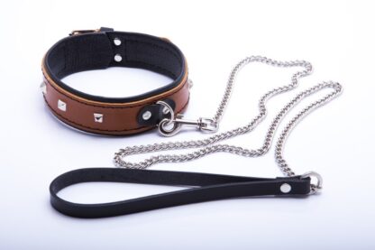 Collar with leash for her Cognac Collection