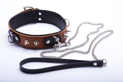 Slave collar with leash for him Cognac Collection