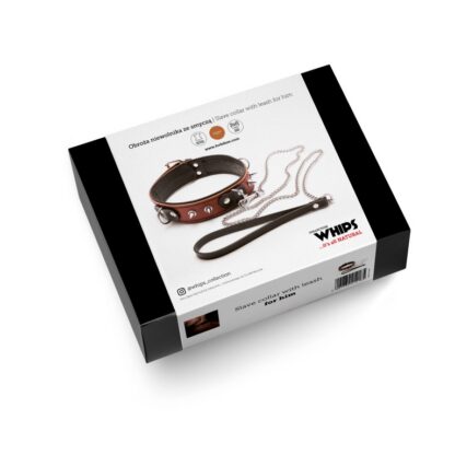Slave collar with leash for him Cognac Collection - Image 5