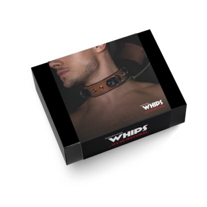 Slave collar with leash for him Cognac Collection - Image 2