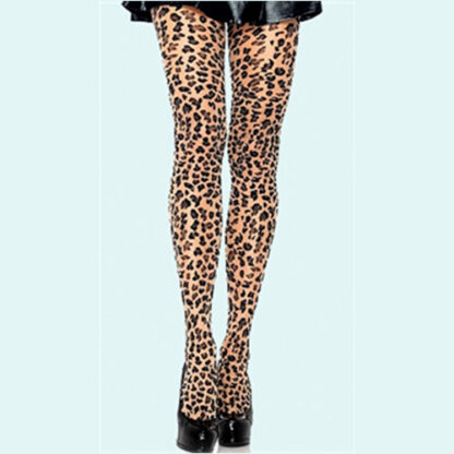 Woven Cheetah Print Spandex Sheer Pantyhose